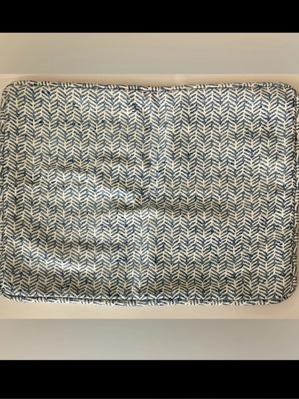 Pillow Cover Chevron Blue White Custom Made Approx. 16” x 12” Decorator Fabric